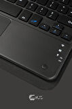 iPad Air 11 2024 M2 Uyumlu Fuchsia Touch Padli Bluetoothlu Klavyeli Standlı Tablet Kılıfı