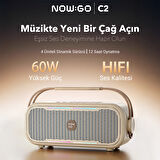 NowGo C2 60W Taşınabilir RGB Bluetooth Hoparlör IPX4 Parti Speaker Bej