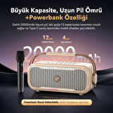 NowGo C1 100W Taşınabilir RGB Bluetooth Hoparlör Mikrofonlu Karaoke Parti Speaker Bej