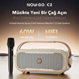 NowGo C2 60W Taşınabilir RGB Bluetooth Hoparlör Mikrofonlu Karaoke Parti Speaker Yeşil