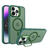 Piili İphone 15 Pro Max Metal Bracket Magsafe Mat Kılıf Yeşil