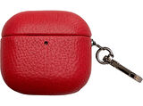 PIILI Airpods 4.Nesil Leather Case Kulaklık Kılıfı Kırmızı