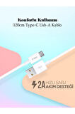 120cm 2a Hızlı Şarj Type-c Samsung Huawei Xiaomi Oppo Uyumlu Şarj Ve Data Transfer Kablosu