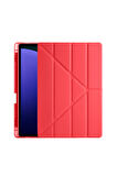 Galaxy Tab S10 Plus Uyumlu 12,4 inç Kılıf Fuchsia Akıllı Kalem Bölmeli Standlı Tri Folding Smart Kılıf