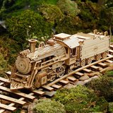 ROKR MC501 Lokomotif Tren (Prime Steam Express) DIY Minyatür Maket Model Seti Ahşap 3D Wooden Puzzle 3D Model Kit Detaylı Dekoratif Hobi Seti Ahşap Maket