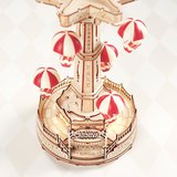 ROKR EA01 Müzik Kutusu Parachute Tower Music Box DIY 3D Wooden Puzzle Maket Model Seti 3D Model Kit Detaylı Dekoratif Hobi Seti Ahşap Maket Hareketli ve Işıklı