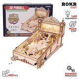 ROKR EG01 Pinpon Makinesi (3D Pinball Machine) DIY Minyatür Maket Model Seti Ahşap 3D Wooden Puzzle 3D Model Kit Detaylı Dekoratif Hobi Seti Ahşap Maket