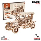 ROKR MC801 Klasik Araba (Vintage Car) DIY Minyatür Maket Model Seti Ahşap 3D Wooden Puzzle 3D Model Kit Detaylı Dekoratif Hobi Seti Ahşap Maket