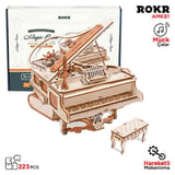 ROKR AMK81 Piyano Müzik Kutusu (Magic Piano) Music Box DIY Mechanical 3D Wooden Puzzle Maket Model Seti 3D Model Kit Detaylı Dekoratif Hobi Seti Ahşap Maket Hareketli
