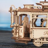 ROKR LK801 Klasik Tramvay (Classic City Tramcar) DIY Minyatür Maket ModelSeti Ahşap 3D Wooden Puzzle 3D Model Kit Detaylı Dekoratif Hobi Seti Ahşap Maket