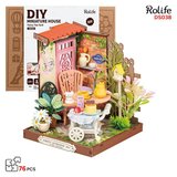 Rolife DS038 Şık Çay Bahçesi (Fancy Tea Yard) DIY Minyatür Maket Model Seti Mini Dollhouse 3D Model Kit Detaylı Dekoratif Hobi Seti 3D Puzzle Tiny House
