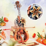 ROKR AMK63M Çello Müzik Kutusu (Symphony of Gorgeous Dreams) Music Box DIY Mechanical 3D Wooden Puzzle Maket Model Seti 3D Model Kit Detaylı Dekoratif Hobi Seti Ahşap Maket Hareketli
