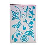 DUVAR SÜSÜ (STİCKER) MAVİ KELEBEKLİ ŞEFFAF FİLMLİ PVC 48X33X0,5CM