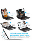 iPad 11.Nesil A16 2025 Uyumlu Fuchsia Touch Pad Bluetooth Klavyeli Standlı Mıknatıslı Tablet Kılıfı