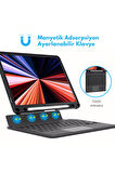 iPad 11.Nesil A16 2025 Uyumlu Fuchsia Touch Pad Bluetooth Klavyeli Standlı Mıknatıslı Tablet Kılıfı