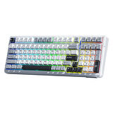 Aula F99 3 Modlu RGB Hot Swap Mekanik Linear GrayWood V3 Switch Kablosuz Makrolu Klavye Gri
