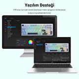 Aula F99 3 Modlu RGB Hot Swap Mekanik Linear GrayWood V3 Switch Kablosuz Makrolu Klavye Gri