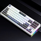 Aula F87 Mekanik RGB TKL GrayWood V3 Switch Kablosuz Makrolu Hot Swap Klavye Beyaz