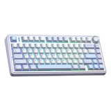 Aula F75 Mekanik RGB TKL Gray Switch Kablosuz Makrolu Hot Swap Klavye Buz Mavisi