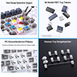 Aula F87 Mekanik RGB TKL GrayWood V3 Switch Kablosuz Makrolu Hot Swap Klavye Turuncu