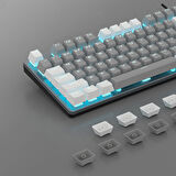 Aula F3287 Mavi Işıklı Kablolu Mekanik İngilizce Q TKL Gaming Oyuncu Klavyesi Gri