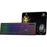 Aula AC208 Rainbow 2.4GHz Kablosuz Şarjlı Türkçe Q Klavye / Mouse ve Mousepad Seti