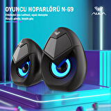 Aula N-69 2*3W RGB LED Işıklı Masaüstü Oyuncu Laptop PC Bilgisayar Hoparlörü