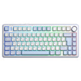 Aula F75 Mekanik RGB TKL GrayWood V4 Switch Kablosuz Makrolu Hot Swap Türkçe Q Klavye Buz Mavisi