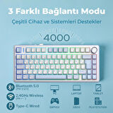 Aula F75 Mekanik RGB TKL GrayWood V4 Switch Kablosuz Makrolu Hot Swap Türkçe Q Klavye Buz Mavisi