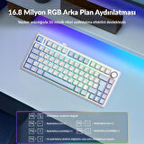 Aula F75 Mekanik RGB TKL GrayWood V4 Switch Kablosuz Makrolu Hot Swap Türkçe Q Klavye Buz Mavisi