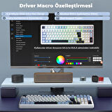 Aula F99 Mekanik RGB GrayWood V4 Switch 3 Modlu Kablosuz Makrolu Hot Swap Türkçe Q Klavye Lacivert
