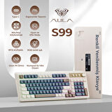 Aula S99 Retro RGB Gaming 3 Modlu Bluetooth/2.4GHz/USB-C Kablosuz Makrolu Türkçe Q Klavye Lacivert
