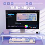Aula S99 Retro RGB Gaming 3 Modlu Bluetooth/2.4GHz/USB-C Kablosuz Makrolu Türkçe Q Klavye Mavi