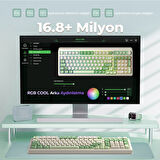 Aula S99 Retro RGB Gaming 3 Modlu Bluetooth/2.4GHz/USB-C Kablosuz Makrolu Türkçe Q Klavye Yeşil