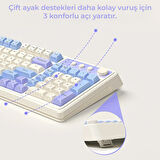 Aula S99 Retro RGB Gaming 3 Modlu Bluetooth/2.4GHz/USB-C Kablosuz Makrolu Türkçe Q Klavye Yeşil
