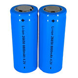 Hedyex 26650 Şarjlı Pil 8800mAh 4.2V Li-ion Pil Mavi 2Li Premium