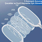 Coofbe Şarjlı 12000maH 300V 5 Katmanlı Uv Işıklı Elektrikli Sivrisinek Öldürücü Raket Sinek Öldürücü Sineksavar