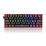 Redragon FIZZ RGB %60 Kablolu Mekanik Klavye, Türkçe, Red Switch, Siyah