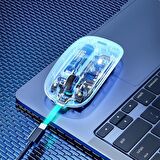 Coofbe 2.4G Şarj Edilebilir 500 mAh Transparan 4DPI 2.4G Kablosuz Mouse Windows İos Mac Uyumlu Mouse