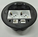 Masa Üstü Priz Siyah+ 2 Ad. Priz+1 Ad. Usb+1 Ad. Ethernet Geçiş