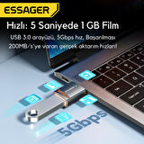 Essager Led Işıklı Type-C To USB 3.0 Dönüştürücü Adaptör Mini Otg USB3.0/5Gbps Type-C USB Çevirici Dönüştürücü
