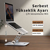 Coofbe Yükseklik Ayarlı 360 Döner Alüminyum Laptop Standı Laptop Sehpası Açı Yükseklik Ayarlı Kaymaz Padli