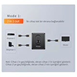 Essager 2 Port 4K*2K@30Hz HDMİ Çoklayıcı Adaptör 2 Modlu HDMİ Çoklayıcı 2 Port HDMI Çoklayıcı Switch Full Hd