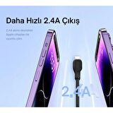 Baseus Şarj Akım Korumalı Ultra Hızlı 1.2Mt 2.4A İphone Şarj Kablosu İphone 11 12 13 14 Pro Max Şarj Kablo