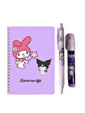 Kuromi Not Defteri + 07 Versatil Kalem + Yumurtlayan Roket Silgi ( 3 Parça ) Kromi