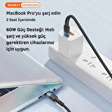 Essager Örgü Kablo 3 Metre PD 60W Type C to Type C Şarj Kablosu 480Mbps Veri Aktarım Şarj Akım Korumalı