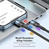 Essager 0.5 Metre QC4.0 PD 100W Type C to Type C Şarj Kablosu 480Mbps Veri Aktarım Şarj Akım Korumalı