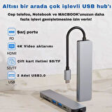 Coofbe Akım Korumalı 87W 6in1 Type-c To 4K HDMİ USB3.0 Sd Tf Dönüştürücü Hub Type-C Usb Dönüştürücü