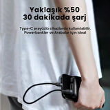 Coofbe Super Şarj 5A 66W Type-C Şarj Kablosu Kısa Type-C Powerbank Şarj Kablosu Örgü Kopmaz Kablo