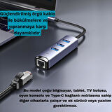 Coofbe Jasoz 4in1 type-c To 5Gbps Rj45 3xUSB3.0 Type-c Ethernet Dönüştürücü Hub Type-c To USB Çevirici